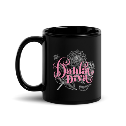 Dahlia Diva - Black Glossy Mug