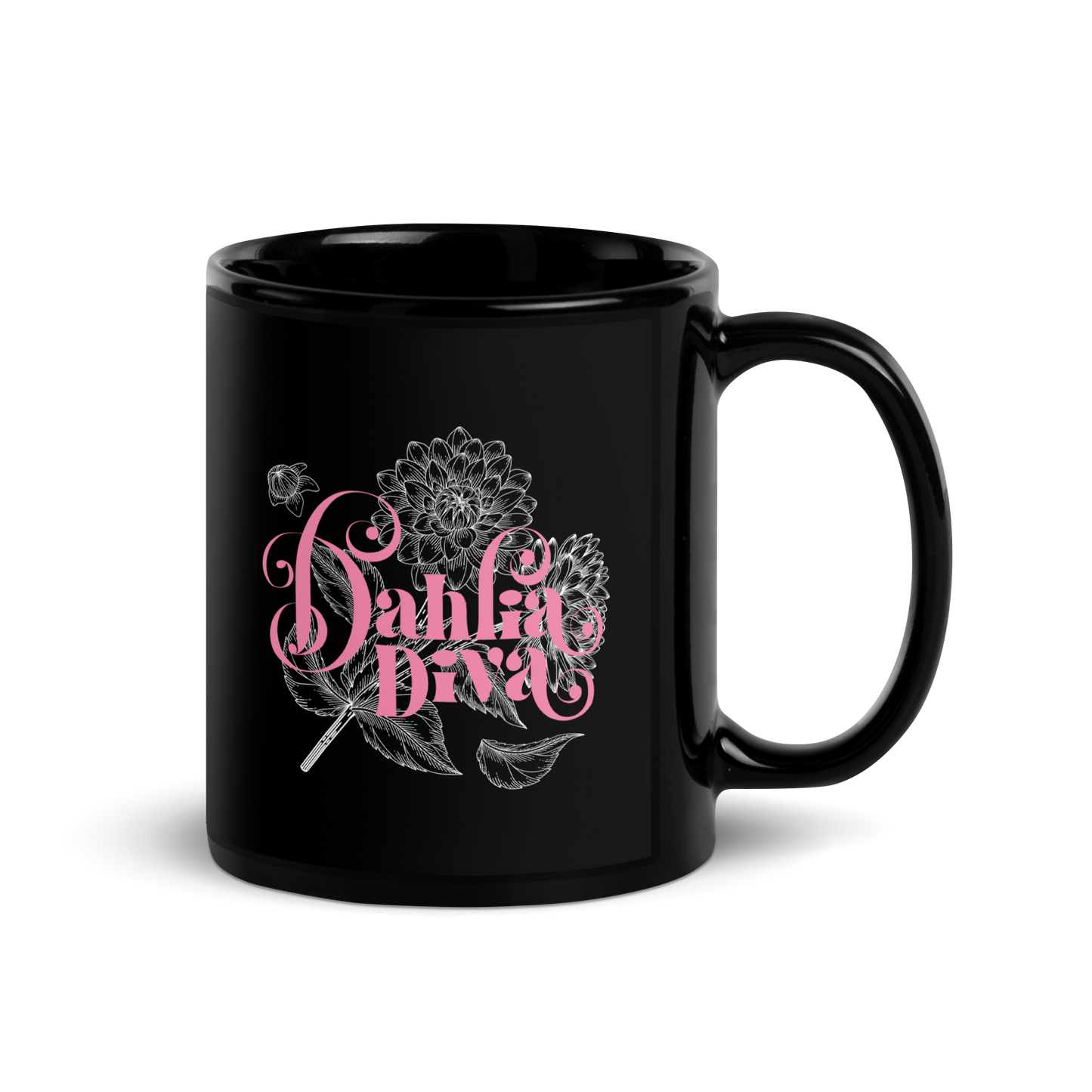 Dahlia Diva - Black Glossy Mug