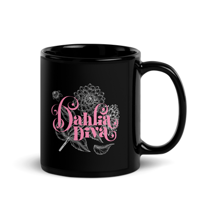 Dahlia Diva - Black Glossy Mug